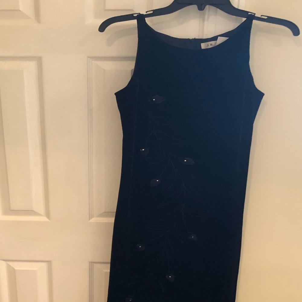 NEW black velvet embroidered evening dress